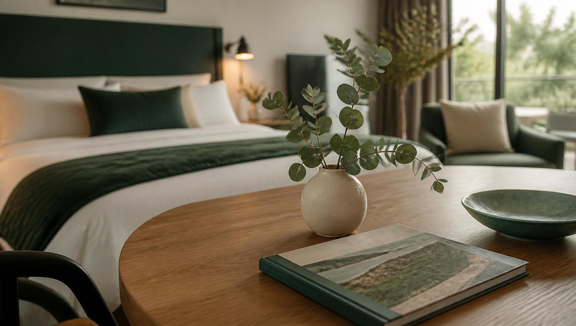 A welcoming short-term rental interior with fresh linens and a guest welcome booklet